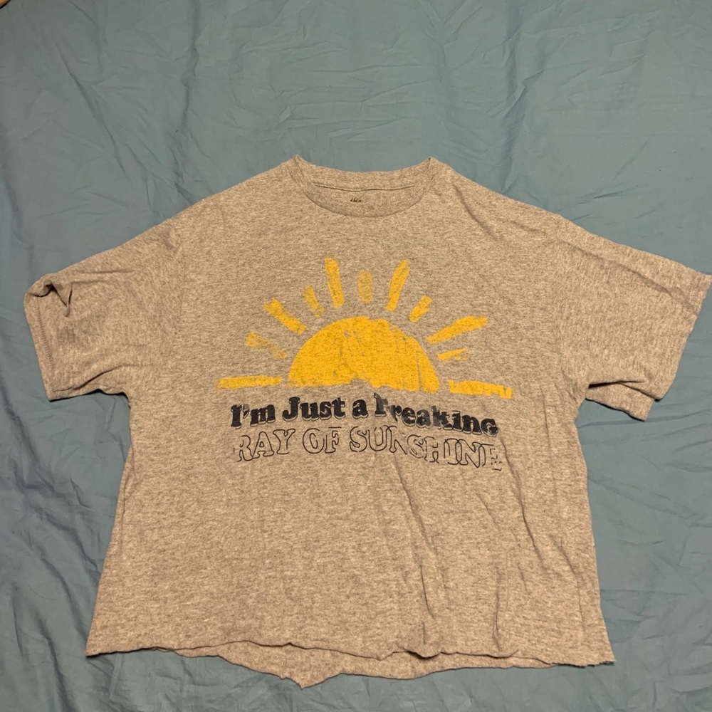 Vintage grey cropped graphic tee shirt